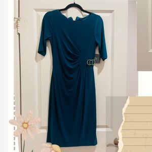 JH Collectibles Teal Midi Dress with Belt Accent
